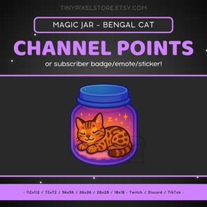 Sleepy Bengal Cat Twitch Channel Point Icon - Sub Badge, Emote, Magical Jar Discord Emote, Streaming Assets, Gaming Emoji, Sticker