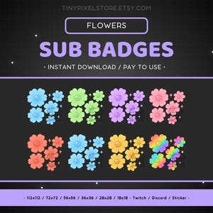 Blumen Twitch Sub Badge 8x, Emote - Bit Badges, Discord Emote, Channel Point Icon, Livestreams, Gaming Emoji, Aufkleber, Loyalty Badge