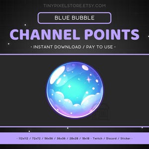 Blue Bubble Twitch Channel Point Icon, Sub Badge, Emote - Soap Bubble Discord Emote, Orb, Streaming Assets, Gaming Emoji, Sticker, Loyalty