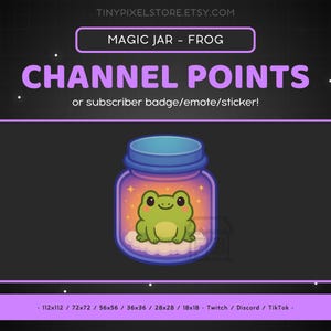 Cute Frog Twitch Channel Point Icon - Sub Badge, Emote, Magical Jar Discord Emote, Streaming Assets Gaming Emoji Sticker, Loyalty Badge Toad