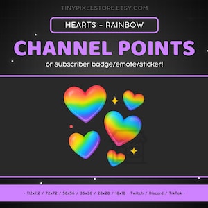 Rainbow Hearts Twitch-kanaalpuntpictogram, subbadge, emote - Pride Love Discord-emote, streaming-items, sticker gaming-emoji, loyaliteitsbadge