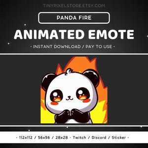 Gesto de Panda animado para Twitch: Gesto de Panda en llamas, lindo, animal, gesto de Discord, transmisión de juegos, emoji, divertido, malvado, caos, en llamas