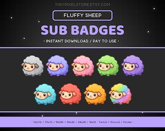 Sheep Twitch Sub Badge, Emote - Bit Badges, Discord, Channel Point Icon, Streaming, Emoji, Sticker