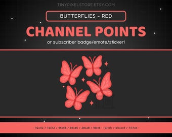 Red Butterflies Twitch Channel Point Icon, Sub Badge, Emote - Discord Emoji, Sticker