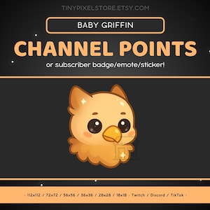 Icono de punto de canal de Twitch de Bebé Grifo: Insignia de suscripción, emoticono, emoticono de pájaro en Discord, recursos de streaming, insignia de fidelidad con emoji de juegos, fantasía
