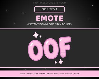 OOF Twitch Emote Reaction Text - Pink Pastel Text Discord Emote, Streaming Assets, Streamer, Gaming, Funny, Sparkle, Glow, Kawaii, Cute