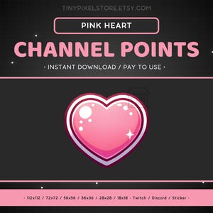 Pink Heart Twitch Channel Point Icon, Sub Badge, Emote - Heart Discord Emote, Streaming Assets, Gaming, Emoji, Sticker, Loyalty Badge