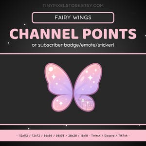 Fairy Wings Twitch Emote: Pink Gaming Emoji, Sub Badge (Digital Download)