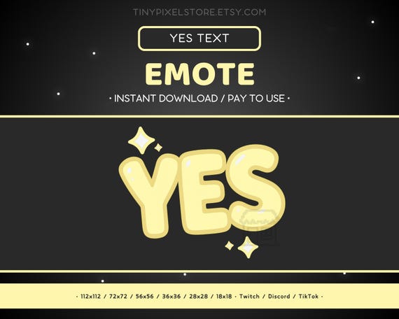 ◇YES EMOTICON 146CM FLUX GS サイズS◇ YES Twitch Emote Reaction Text - Yellow Pastel Text Discord Emote