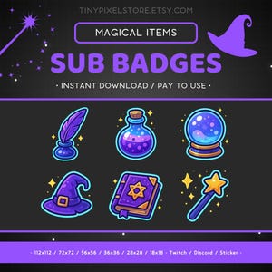 Magic Objects Twitch Sub Badge, Emotka - Bit Badge, Emotka Discord, Ikona Channel Point, Streaming Assets, Gaming Emoji, Naklejka, Loyalty Badge