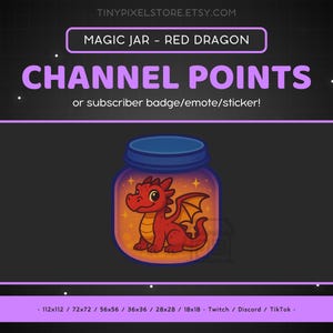 Red Dragon Twitch Channel Point Icon - Sub Badge, Emote, Magical Jar Discord Emote, Streaming Assets, Gaming Emoji, Sticker, Loyalty Badge