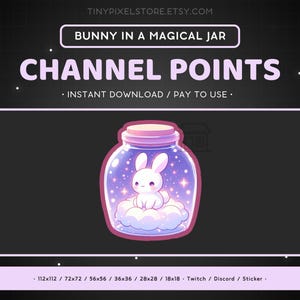 Hase Twitch Channel Point Symbol, Sub Abzeichen, Emote - Magical Jar Discord Emote, Gaming Emoji, Aufkleber, Loyalitätsabzeichen, Wolke