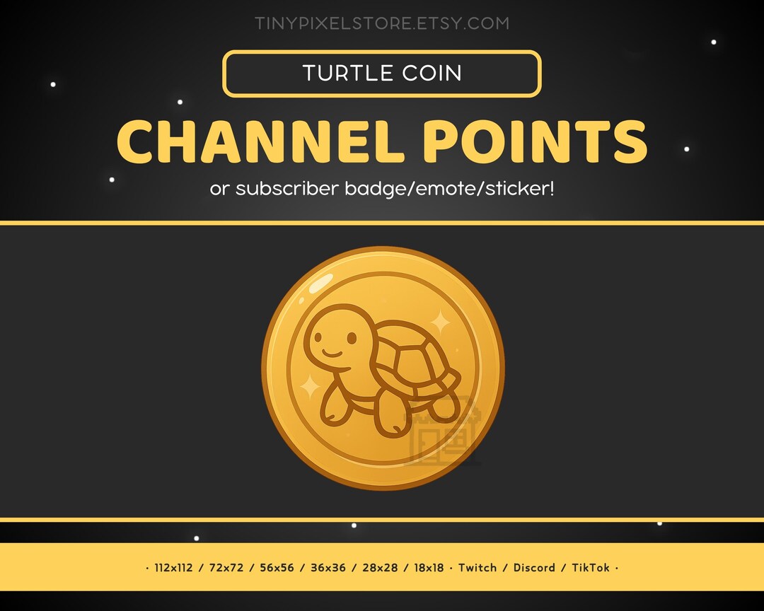 タートルゴールデンコインTwitchチャンネルポイントアイコン、サブバッジ、絵文字 -  かわいいDiscord絵文字、ストリーミングアセット、ゲーム絵文字、ステッカー、動物、かわいい - Etsy 日本