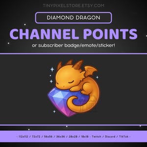 Gem Dragon Twitch Emote - Kanalpunktsymbol, Sub Badge, Drache Discord Emote, Gaming Emoji, Aufkleber, Diamant, Bit Badge, Eidechse, Mythisch