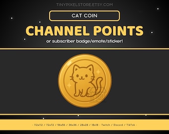 Cat Golden Coin Twitch Channel Point Icon, Sub Badge, Emote - Discord Emoji, Sticker, Animal, Kawaii