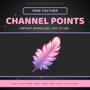 Icono de punto de canal de Twitch de Pluma Rosa, insignia de suscripción, gesto - Emote de Discord de Pluma, recursos de streaming, emoji de juegos, pegatina, insignia de fidelidad