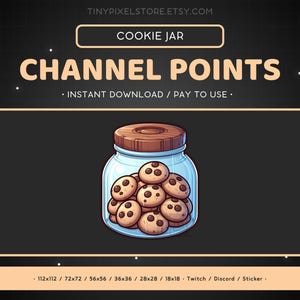 Cookie Jar Twitch Channel Point Icon, Sub Badge, Emote - Cookie Discord Emote, Streaming Assets, Gaming Emoji, Sticker, Loyalty Badge, Snack