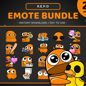 REPO Twitch Emote Bundle 24x - Orange R.E.P.O Discord Emote, Funny, Streaming Assets, Gaming, Sticker, Game, Meme, Emoji, Semibot, Duck