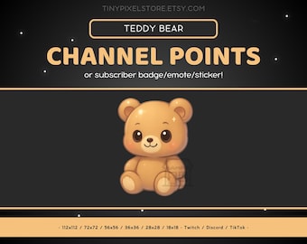 Teddy Bear Twitch Channel Point Icon, Sub Badge, Emote - Bear Discord Emote, Streaming Assets, Gaming Emoji, Sticker, Kawaii, Plushy Bear
