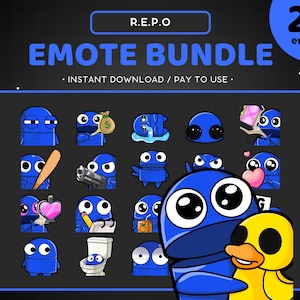 REPO Twitch Emote Bundle 24x - Dark Blue R.E.P.O Discord Emote, Funny, Streaming Assets, Gaming, Sticker, Game, Meme, Emoji, Semibot, Duck