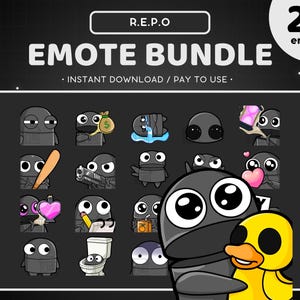 REPO Twitch Emote Bundle 24x - Dark R.E.P.O Discord Emote, Funny, Streaming Assets, Gaming, Sticker, Game, Meme, Emoji, Semibot, Duck