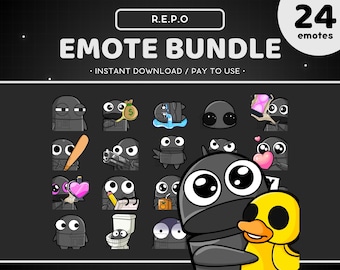 REPO Twitch Emote Bundle 24x - Dark R.E.P.O Discord Emote, Funny, Streaming Assets, Gaming, Sticker, Game, Meme, Emoji, Semibot, Duck