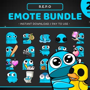 REPO Twitch Emote Bundle 24x - Light Blue R.E.P.O Discord Emote, Funny, Streaming Assets, Gaming, Sticker, Game, Meme, Emoji, Semibot, Duck