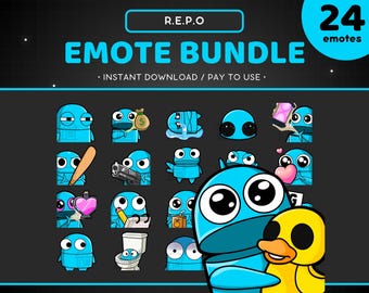 REPO Twitch Emote Bundle 24x - Light Blue R.E.P.O Discord Emote, Funny, Streaming Assets, Gaming, Sticker, Game, Meme, Emoji, Semibot, Duck