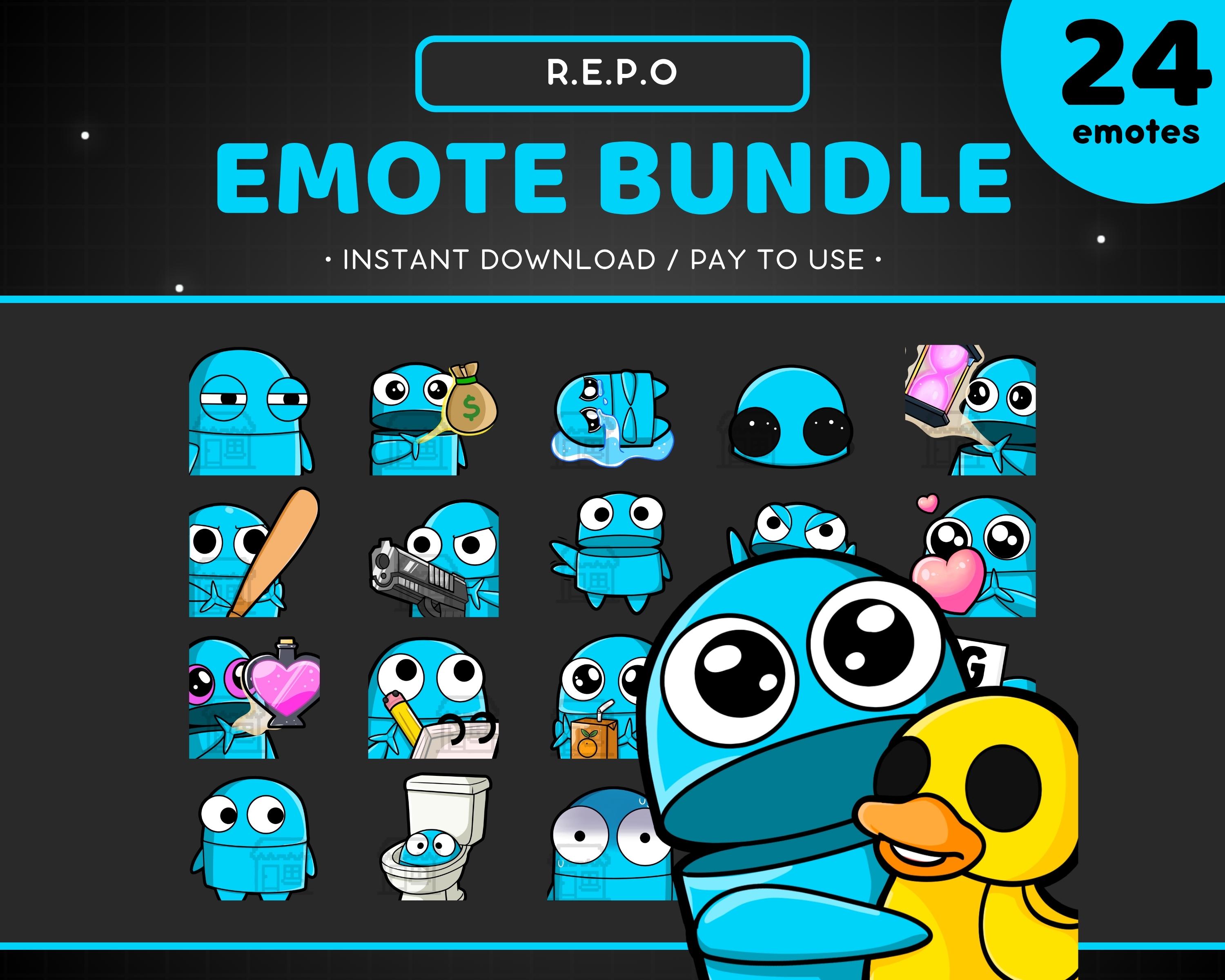 REPO Twitch Emote Bundle 24x - Light Blue R.E.P.O Discord Emote, Funny ...