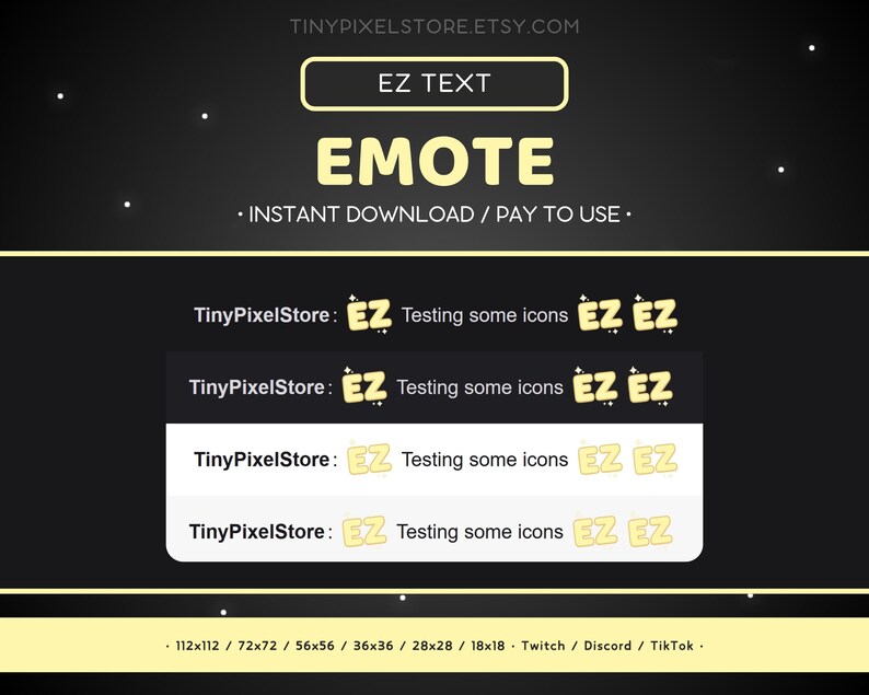 EZ Twitch Emote Reaction Text - Yellow Pastel Text Discord Emote ...