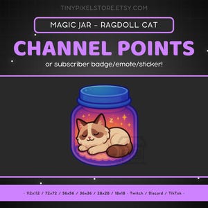 Sleepy Ragdoll Cat Twitch Channel Point Icon - Sub Badge, Emote, Magical Jar Discord Emote, Streaming Assets, Gaming Emoji, Sticker