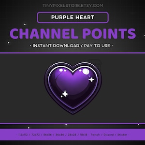 Lila Herz Twitch Channel Point Symbol, Sub Badge, Emote - Heart Discord Emote, Gaming, Emoji, Aufkleber, Loyalty Badge