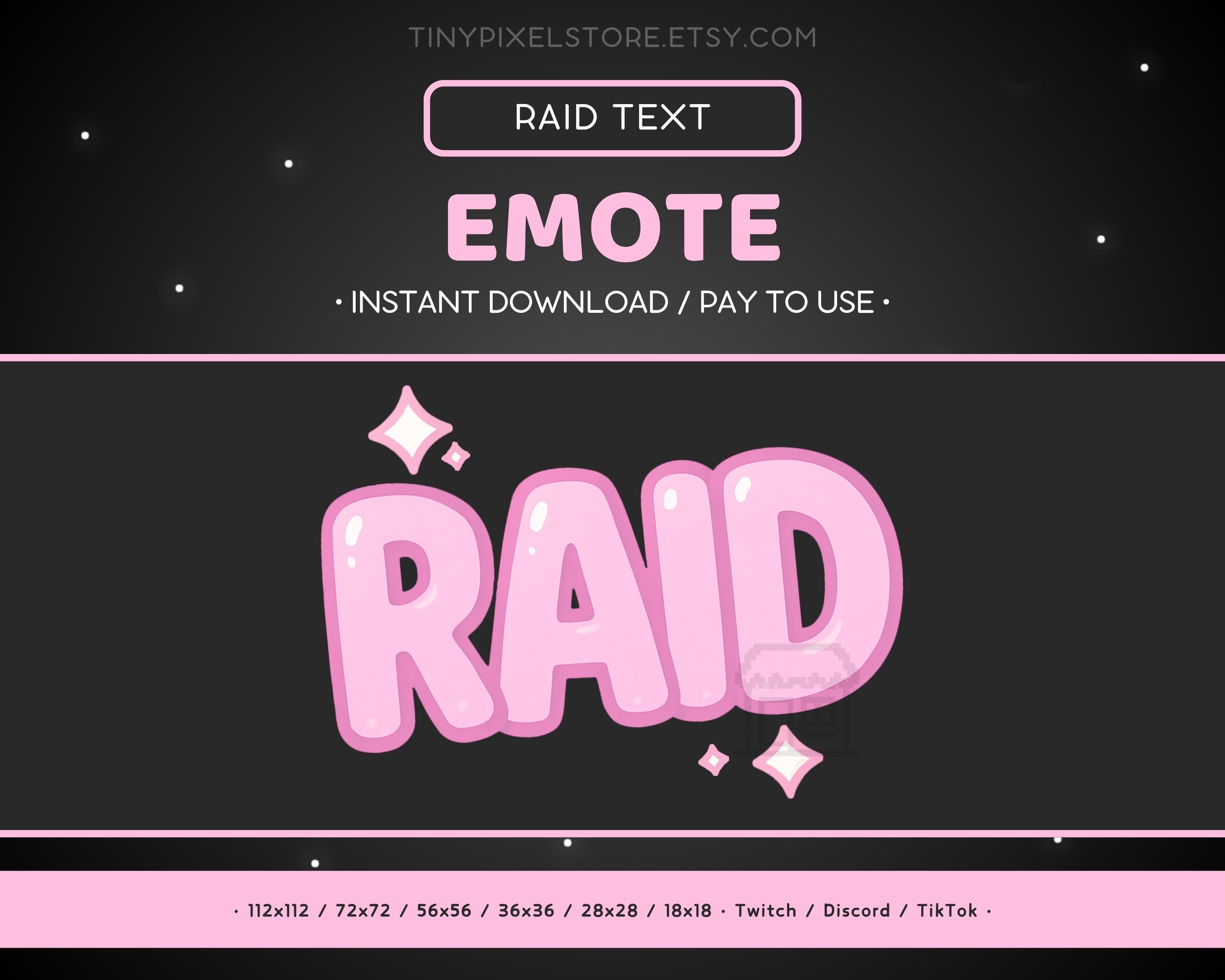 Raid Text Sticker RAID Twitch Emote Reaction Text - Pink Pastel Text Discord Emote ...