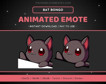 ANIMATED Bat Bongo Cat Twitch Emote - Cute Bat, Animal, Horror, Kawaii, Discord Emote, Gaming Streaming, Emoji, Funny, Table Tap, Music Jam