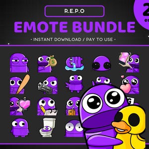 REPO Twitch Emote Bundle 24x - Lila R.E.P.O Discord Emote, Lustig, Gaming, Sticker, Spiel, Meme, Emoji, Semibot, Ente