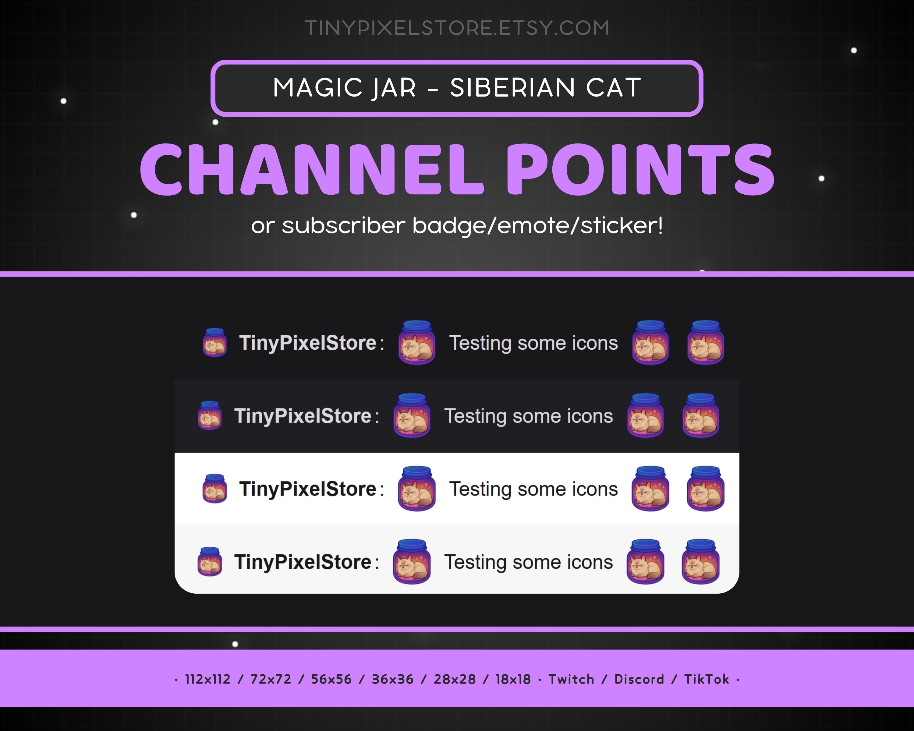 眠そうなシベリアンキャットのTwitchチャンネルポイントアイコン - サブバッジ、絵文字、魔法の瓶のDiscord絵文字、ステッカー - Etsy  日本