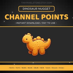 Dinosaur Nugget Twitch Channel Point Icon, Sub Badge, Emote - Dino Nuggie Discord Emote, Streaming Assets Gaming Emoji Sticker Loyalty Badge