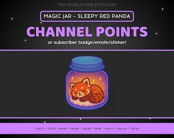 Sleepy Red Panda Twitch Channel Point Icon - Sub Badge, Emote, Magical Jar, Discord, Streaming, Emoji, Sticker