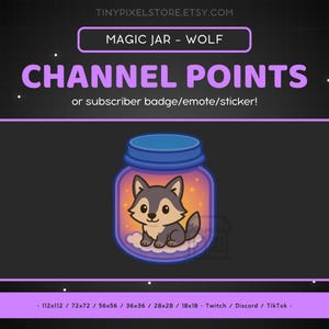 Wolf Twitch Channel Point Symbol - Sub Badge, Emote, Magical Jar Discord Emote, Streamen von Ressourcen, Gaming Emoji, Aufkleber, Loyalitätsabzeichen