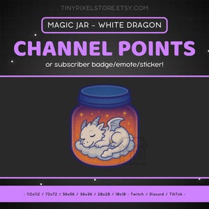 Sleeping White Dragon Twitch Channel Point Icon - Sub Badge, Emote, Magical Jar Discord Emote, Cloud, Gaming Emoji, Sticker, Loyalty Badge