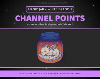 White Dragon Twitch Channel Point Icon - Sub Badge, Emote, Magical Jar, Discord, Emoji, Sticker