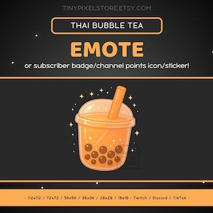 Thai Milk Bubble Tea Twitch Emote - Boba Tea Channel Point-pictogram, subbadge, Discord-emote, streaming-items, gaming-emoji, sticker, drankje