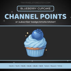 Blueberry Cupcake Twitch Channel Point Icon - Sub Badge, Emote, Dessert Discord Emote, Streaming Assets, Gaming Emoji, Sticker, Baking