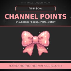 Pink Bow Twitch Channel Point Icon - Sub Badge, Emote, Pink Discord Emote, Streaming Assets, Gaming Emoji, Sticker Loyalty Badge, Ribbon