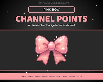 Pink Bow Twitch Emote - Channel Point Icon, Sub Badge