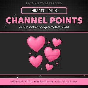 Pink Hearts Twitch Channel Point Icon, Sub Badge, Emote - Love Discord Emote, Streaming Assets, Gaming Emoji, Sticker, Loyalty Badge