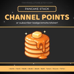 Pancake Twitch Channel Point Icon, Sub Badge, Emote - Dessert Discord Emote, Streaming Assets, Gaming Emoji, Sticker, Loyalty Badge, Syrup