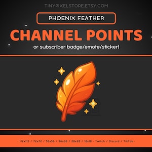 Phoenix Feather Twitch Channel Point Symbol - Sub Badge, Emote, Feuer Flamme Vogel Discord Emote, Tracking-Assets, Gaming Emoji, Aufkleber, Orange