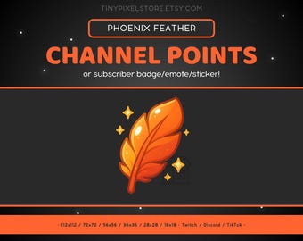 Phoenix Feather Twitch Channel Point Icon - Sub Badge, Emote, Fire Flame Bird Discord Emote, Streaming Assets, Gaming Emoji, Sticker, Orange