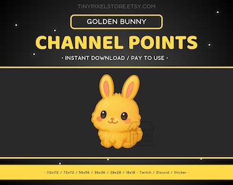 Icono de punto de canal de Twitch de Golden Bunny, insignia de suscripción, emoticono - Discord, streaming, emoji, pegatina